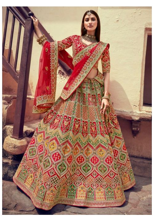 Red Bridal Lehenga Choli In Silk Heavy Hand Work SFSA292108 - Siya Fashions
