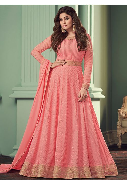 Pink Festive Shamita Shetty Anarkali Suit SFSA281605 - Siya Fashions