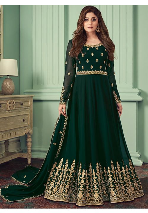 Green Festive Shamita Shetty Anarkali Suit SFSA281602 - Siya Fashions