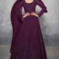 Wine Bollywood Sonam Bajwa Long Anarkali Sangeet Gown SFYS74303 - Siya Fashions