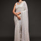 White Fully Sequined Designer Indian Party Saree SFZC1306 - Siya Fashions