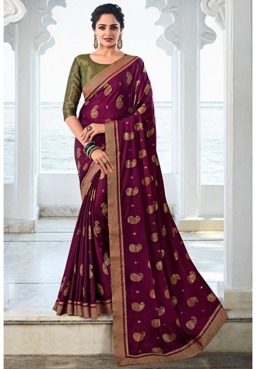 Purple Indian Wedding  Designer Saree In Georgette SFFSN29601 - Siya Fashions